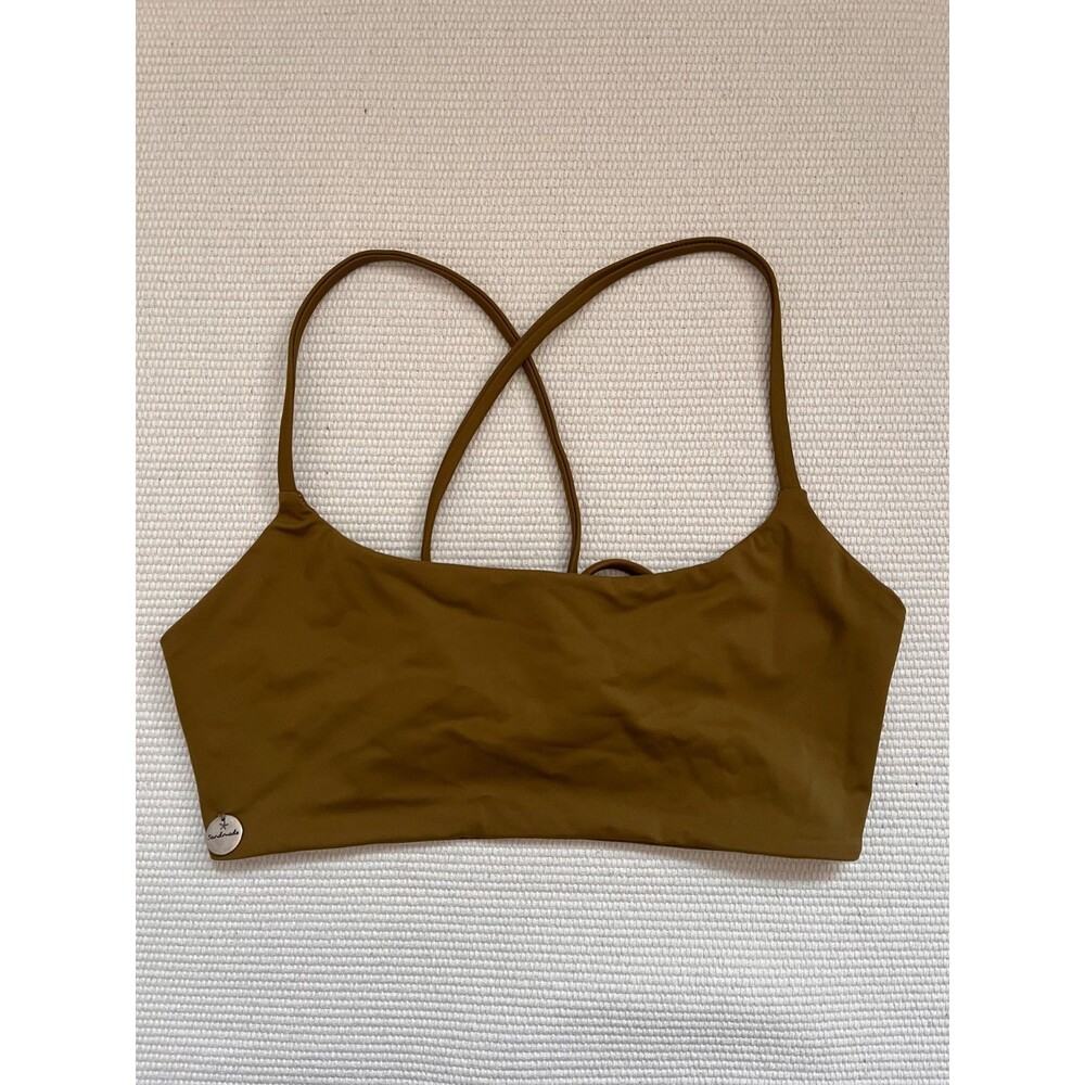 Sandmade Swimwear Sports Style Bikini Top in Moss Green Size SMALL